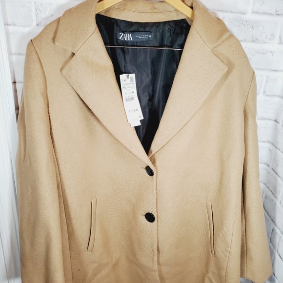 ZARA NEW WOOL MENSWEAR STYLE COAT CAMEL Size XXL Extra Large NWT  8871/289 - Picture 5 of 8